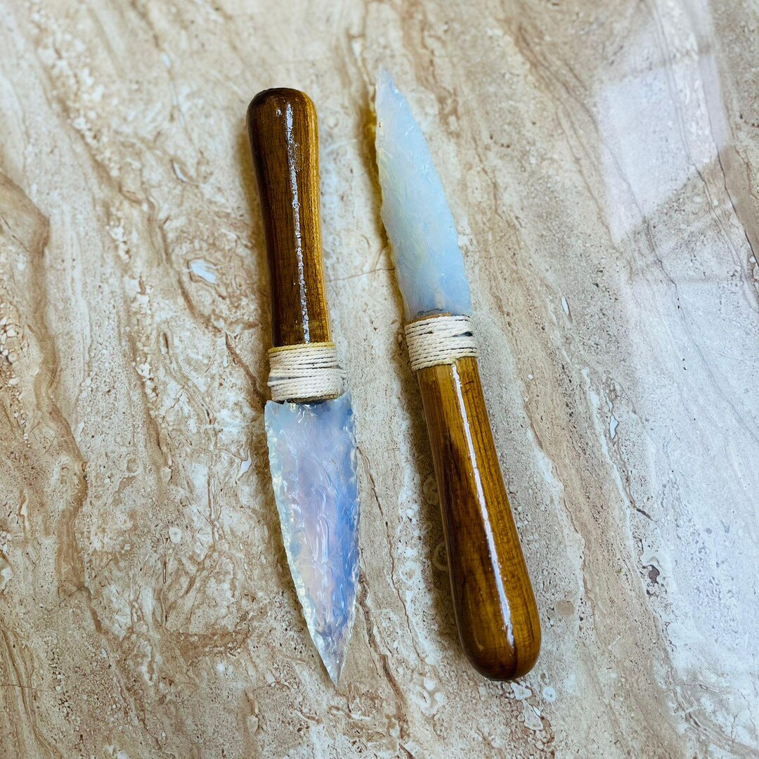 Handcrafted 8-inch Crystal Knife With Opalite Handle – Arrowhead Athame ...
