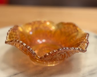 Vintage Imperial Marigold Carnival Glass Bowl, 1930’s