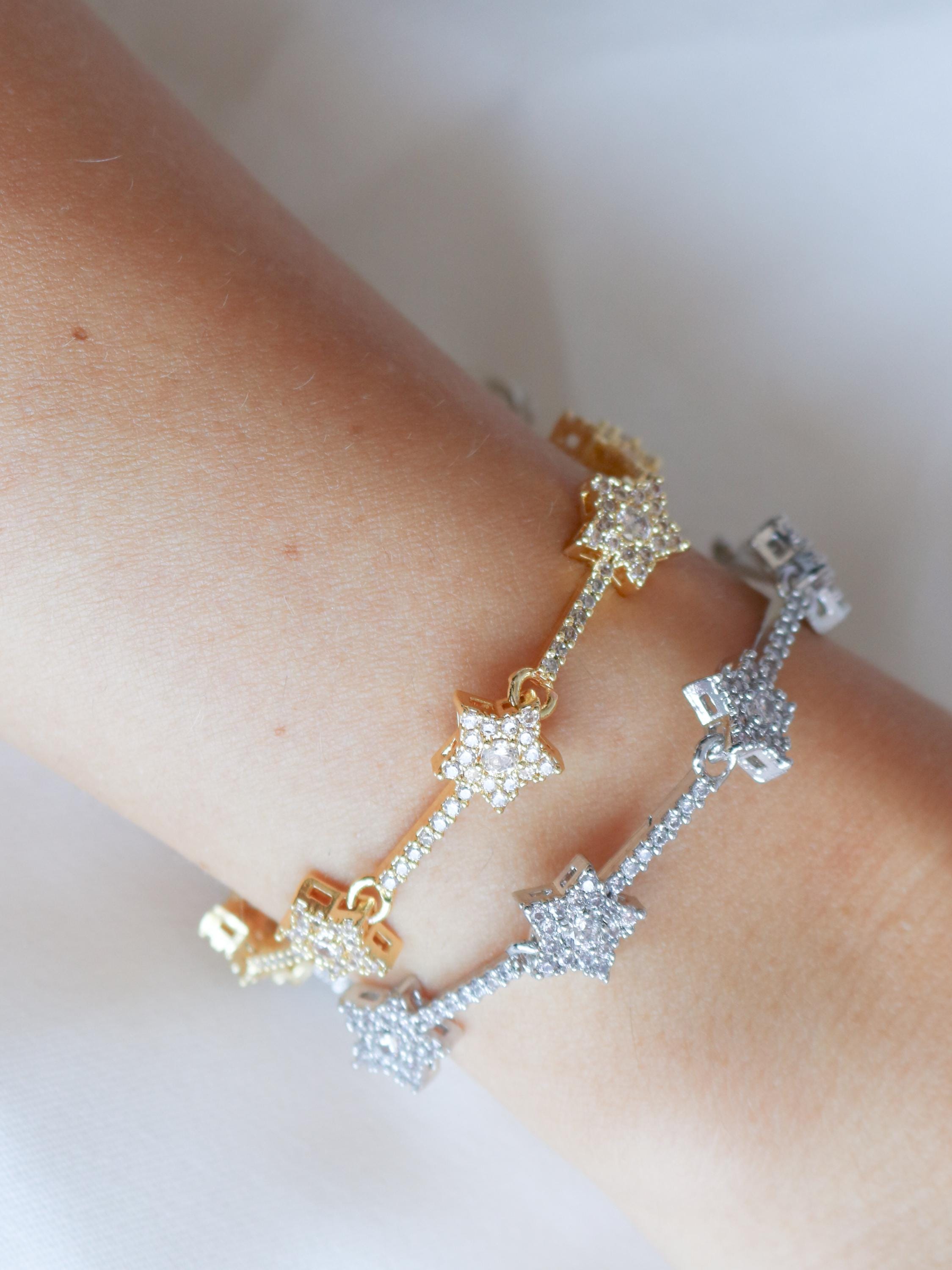 Star Line Bracelet, Star Bracelet, Star Jewelry - Etsy Israel