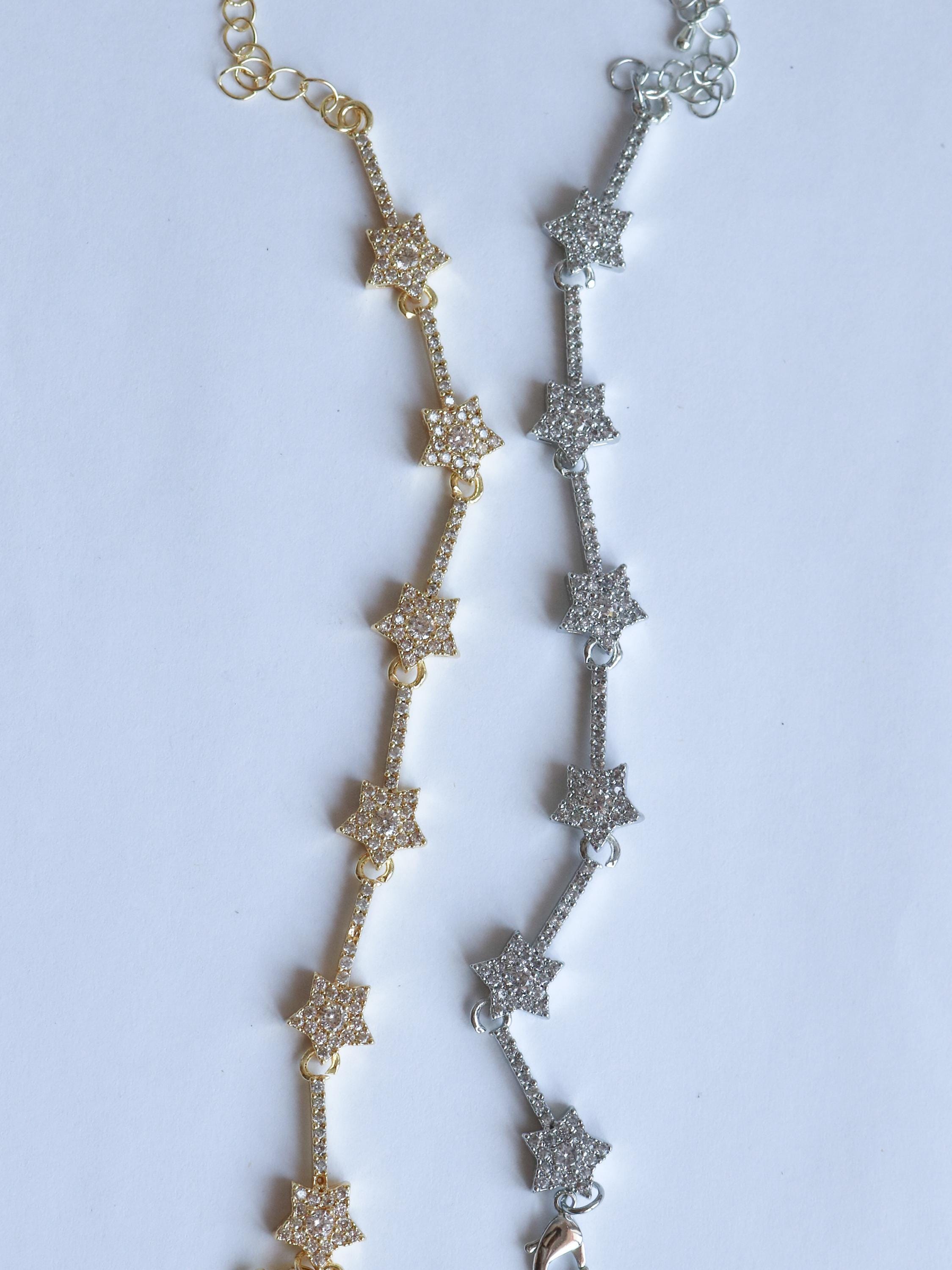 Star Line Bracelet, Star Bracelet, Star Jewelry - Etsy Israel