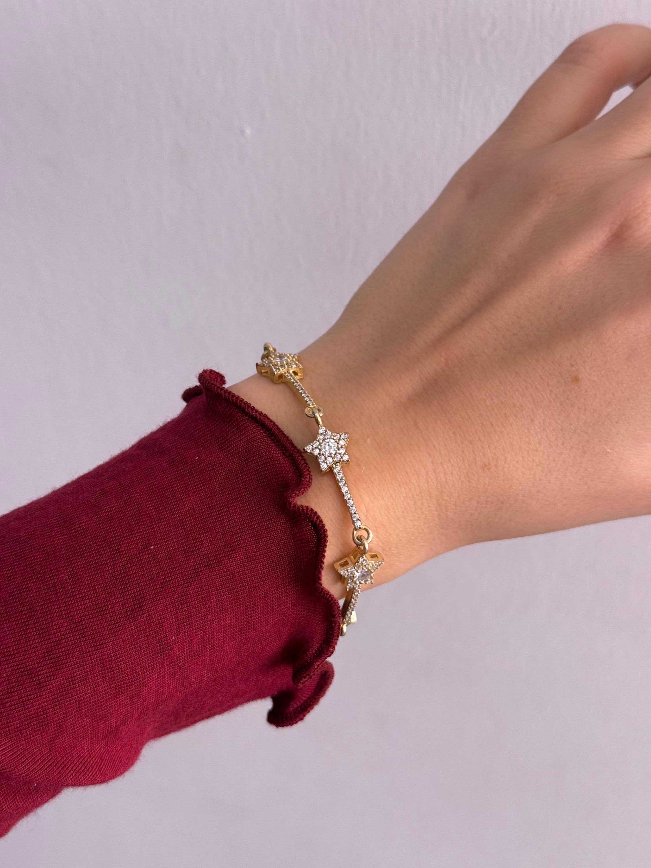 Star Line Bracelet, Star Bracelet, Star Jewelry - Etsy Israel