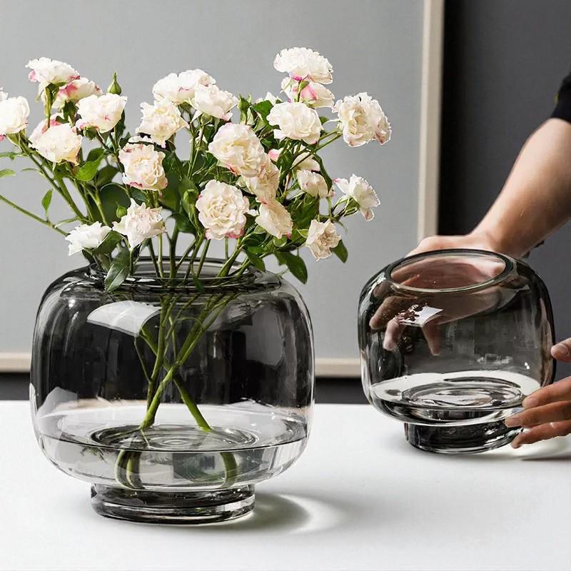 Minimalistische Keramik-Vase, Flach, Rund – Ø 19 Cm, Höhe 9 Cm, Handgefertigt Aus Jingdezhen-Kaolin