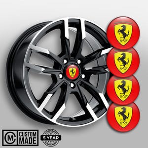 FERRARI Wheel Center Cap Decals: Domed Epoxy Resin Stickers, Set of 4 - Multiple styles