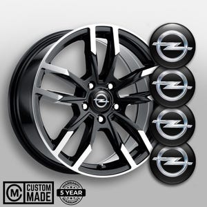 Opel Wheel Center Cap Decals: Domed Epoxy Resin Stickers, Set of 4