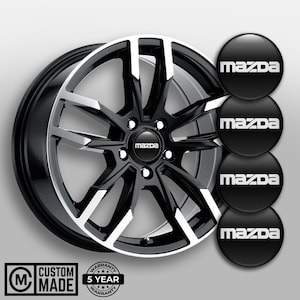 MAZDA Wheel Center Cap Decals: Domed Epoxy Resin Stickers - Set of 4 -Multiple styles