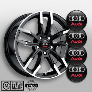 Premium Set of 4pcs Domed Wheel Center Cap Stickers AUDI---Waterproof Epoxy Resin Decals for Wheel Center Cap---Custom Made Logo Brand AUDI