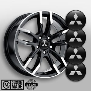 Premium Set of 4pcs Domed Wheel Center Cap Stickers---Waterproof Epoxy Resin Decals for Wheel Center Cap---Custom Made Logo Brand Mitsubishi