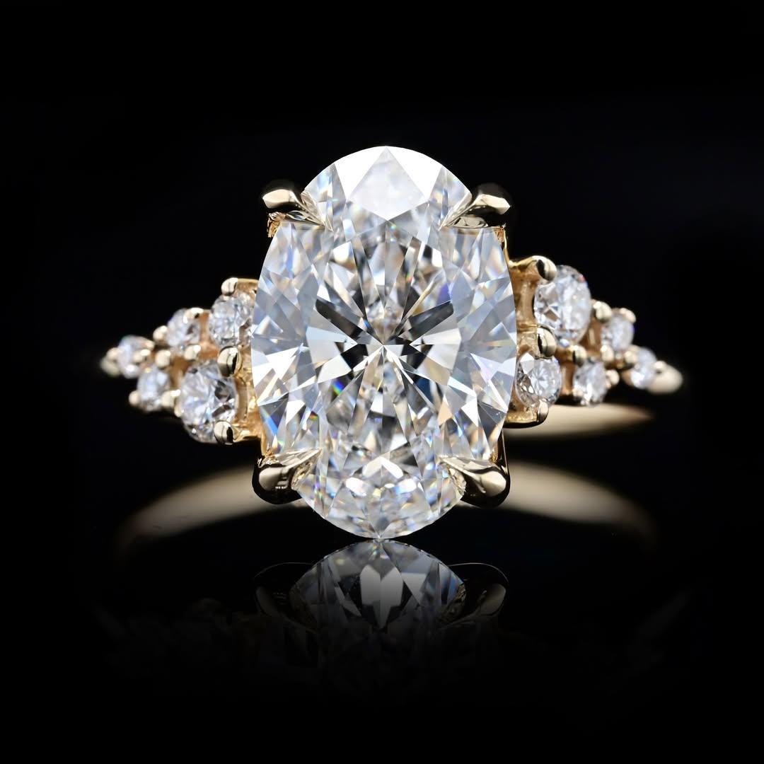 3 CT Oval Cut Moissanite Engagement Ring, 14K Solid Gold Wedding Ring ...