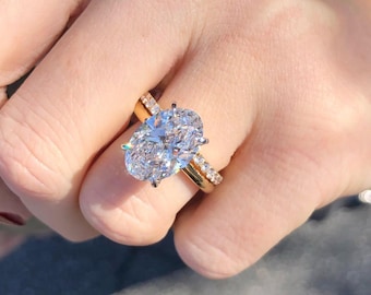3 CT Oval Cut Moissanite Engagement Ring Set, Proposal Ring With Band Set, Wedding Ring Set, Anniversary Ring Set, Bridal Ring Set