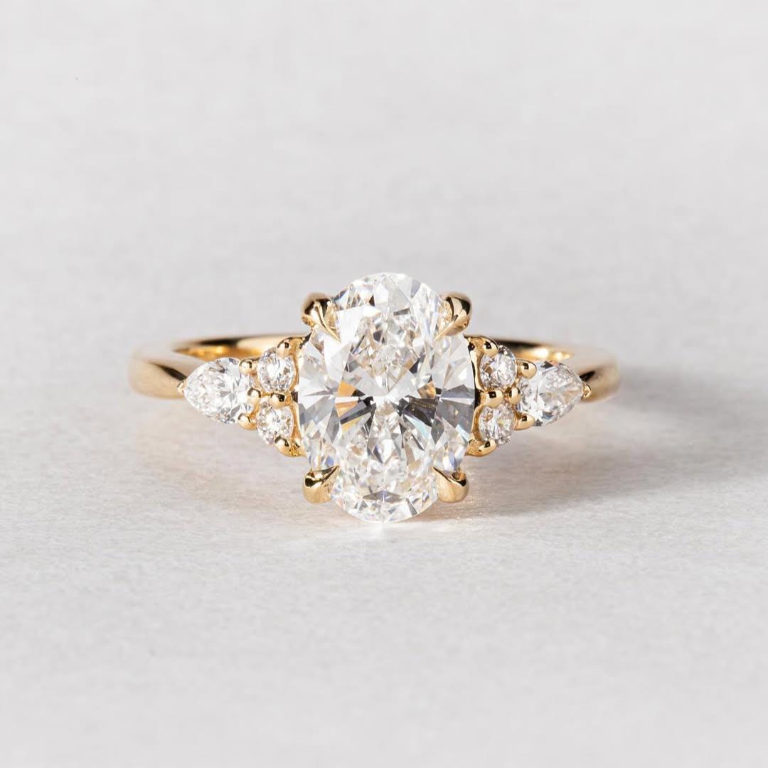 3 CT Oval Cut Moissanite Engagement Ring, 14K Solid Gold Wedding Ring ...