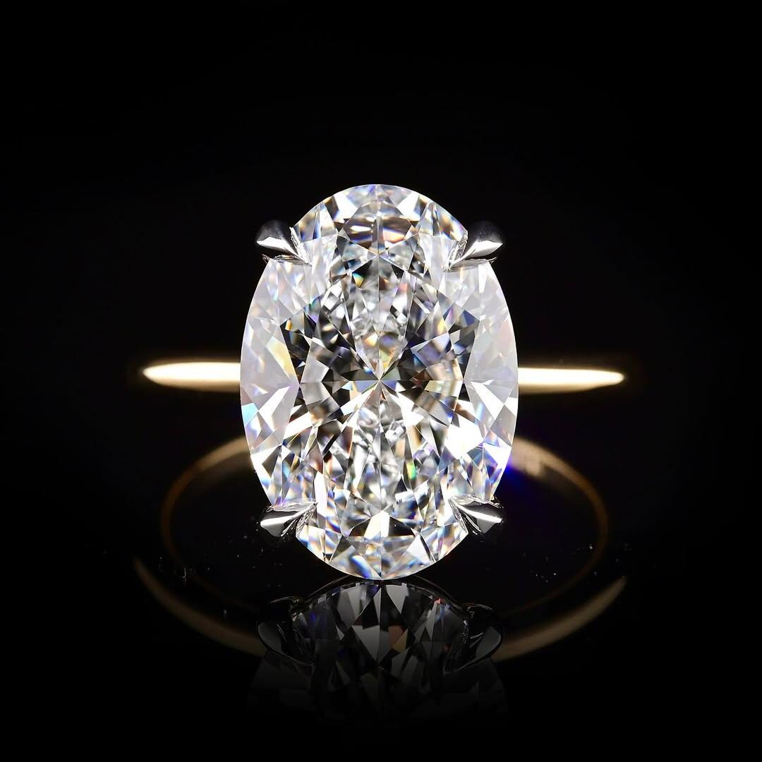 3.5 CT Oval Cut Moissanite Engagement Ring, 14K Solid Gold Wedding Ring ...