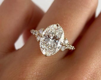 Ovalschliff Diamant Verlobungsring, Ehering, Jubiläumsring, Brautring, Solitär Versprechen und Vorschlag Ring Geschenk für sie
