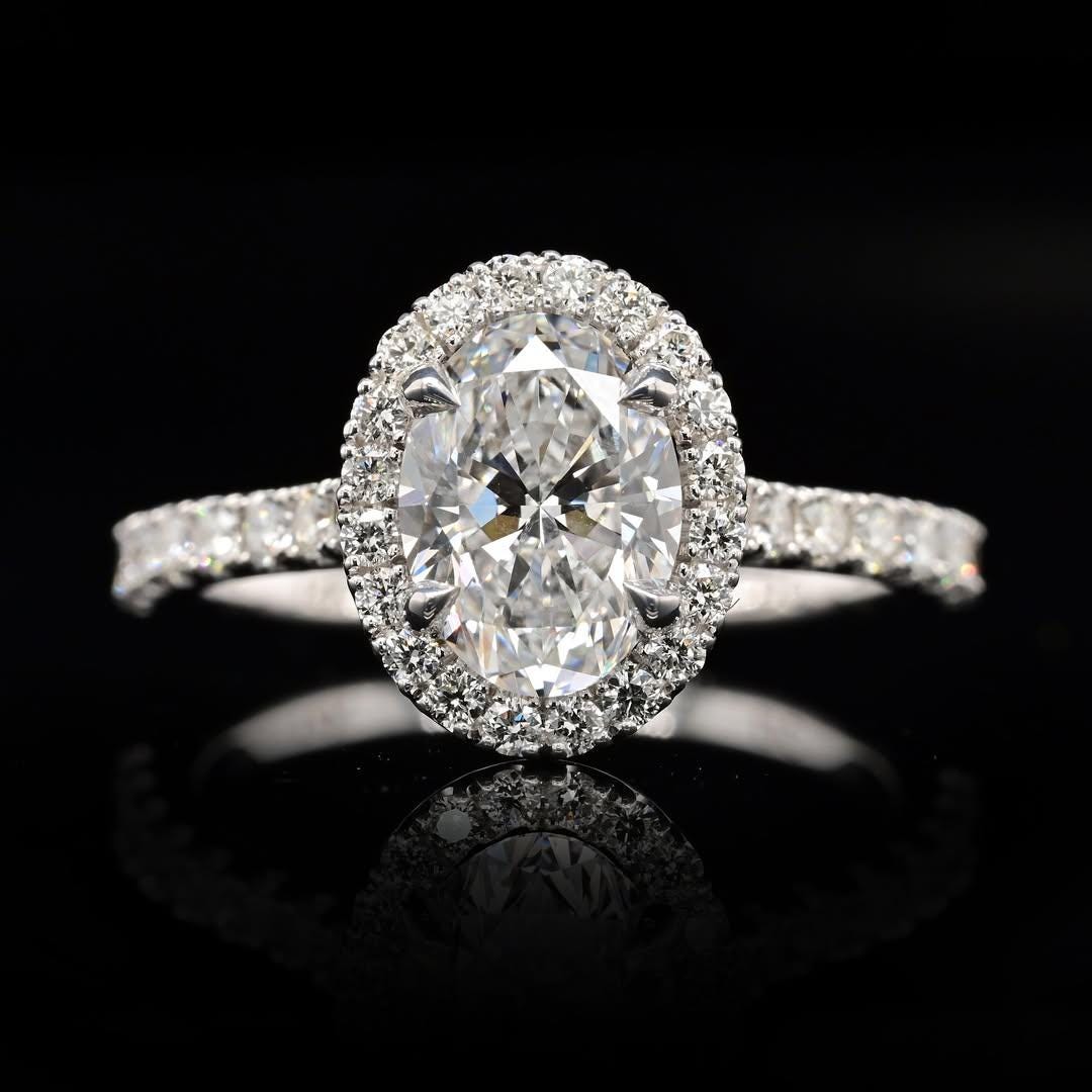 3 CT Oval Cut Moissanite Engagement Ring, 14K Solid Gold Wedding Ring ...
