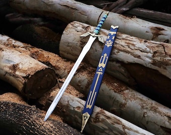 Custom Link's Master Sword Replica, Skyward Blue The Legend Zelda Sword Full Tang Design, Gift For Him, Best Anniversary Gift, Gift For Dad