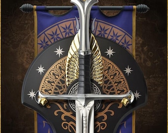 épée d'Aragorn | Lame du roi légendaire | Réplique elfique en acier | Ancienne épée fantastique du véritable héritier | Présentoir à collectionner pour lui