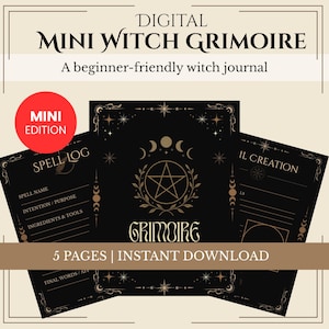 Mini Witch Grimoire Printable Pocket Spellbook Quick Rituals & Witch Journal Pages Digital PDF Download