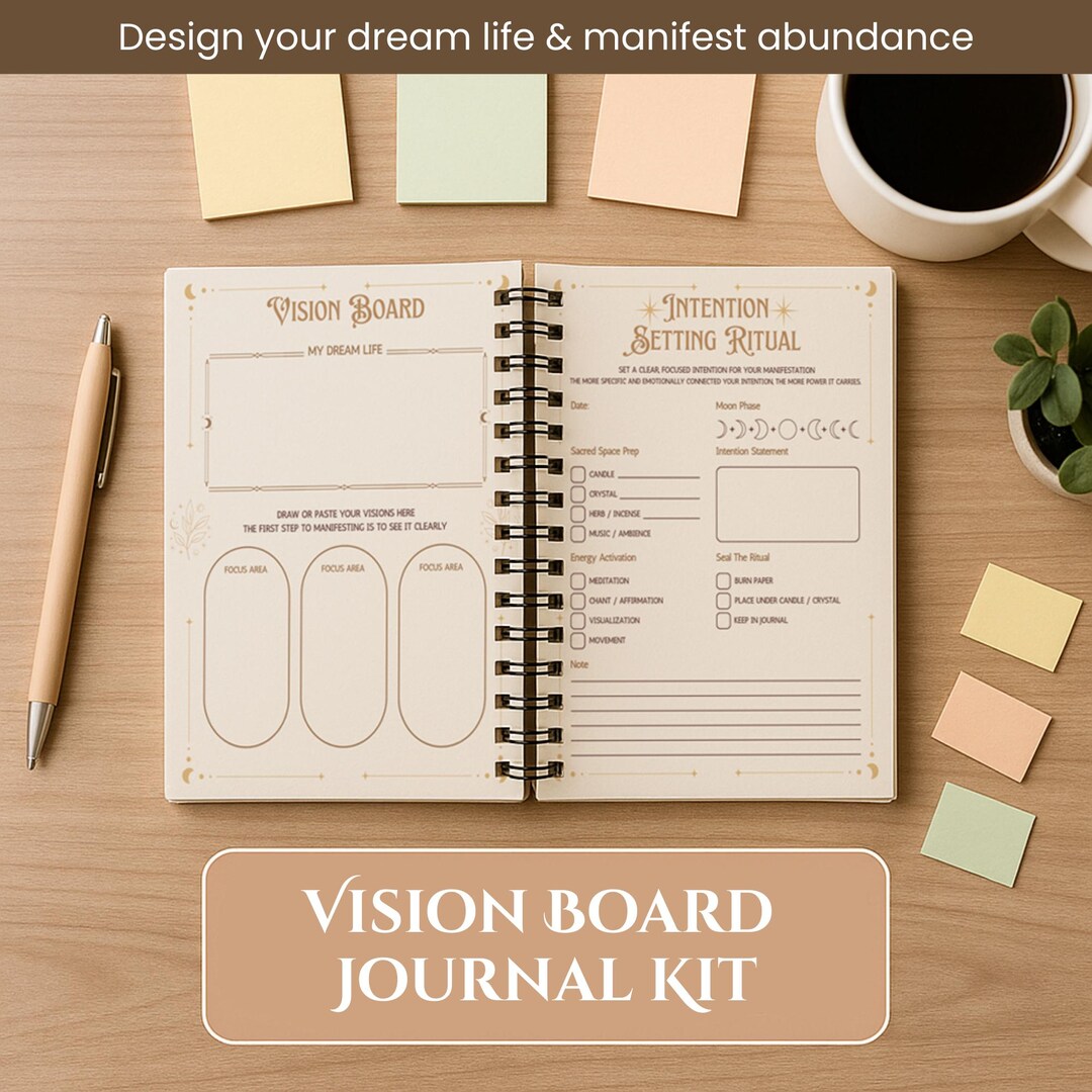 Vision Mapping Journal.pdf Vision Board & Manifestation Journal | Printable Goal Setting Kit, Law ...