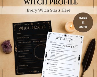 Hexen Steckbrief & Ritual Log | Anfänger Hexe Printable Mini Grimoire, Buch der Schatten PDF