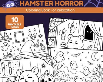 Halloween Hamster Coloring Book - Cute Spooky Pages for Stress Relief & Relaxation