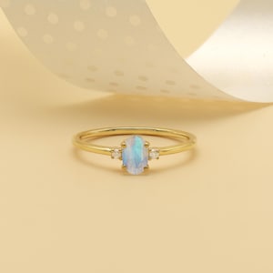 Moonstone Ring Oval Rainbow Moonstone Ring Moonstone Sterling Silver Ring Moonstone Wedding Ring Engagement Ring Christmas Gift For Her