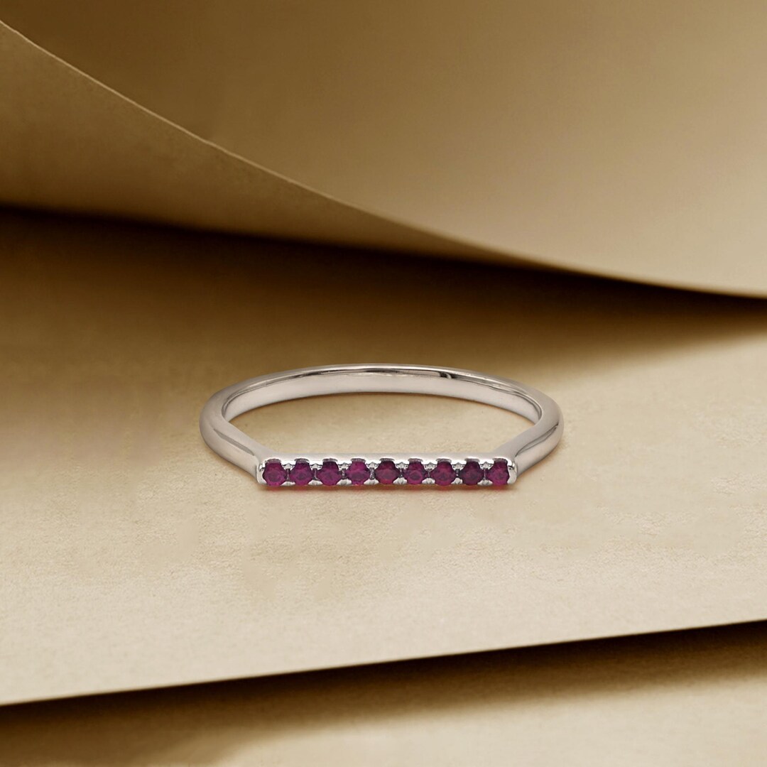 Red Ruby Gemstone Ring / Ruby Wedding Ring / Stackable Ruby Ring / July ...