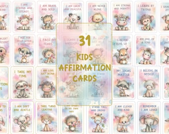 Kid's Animal Affirmation Cards | Affirmational Quotes for Kids | Child's Affirmative printable | Animal Flashcards (Digital Download)