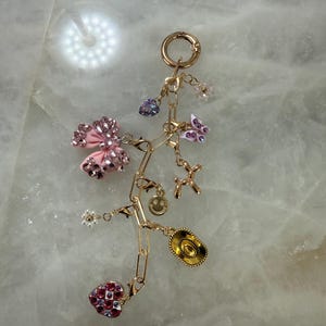 Pink Cowgirl Purse Charm – Handmade Polymer Clay & Rhinestone Charms – Western Bag Accessory
