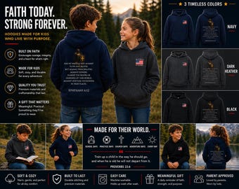 3Fs Ephesians 6 12 Youth Christian Hoodie | Armor of God Sweatshirt for Kids | Bible Verse Youth Apparel | Faith Based Hoodie