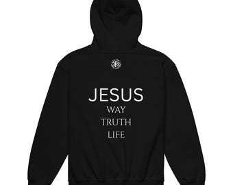 Sudadera con capucha cristiana 3Fs para jóvenes con Juan 14:6 / Sudadera con versículo bíblico de Jesús / Ropa con temática religiosa / Regalo religioso para cristianos