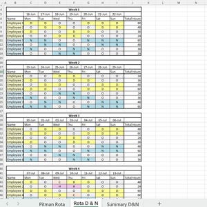 2-2-3 Pitman Rota Template | Color Coded Staff Schedule Excel