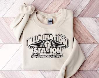 Illumination Station Png, Vacation Bible School png, VBS Tshirt design, John 8:12, light of the world theme, christian t-shirt png