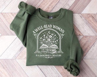 A Well Read Woman Is a Dangerous Creature PNG, Book Lover Design, Reading Graphic Tee, Librarian Shirt PNG Download