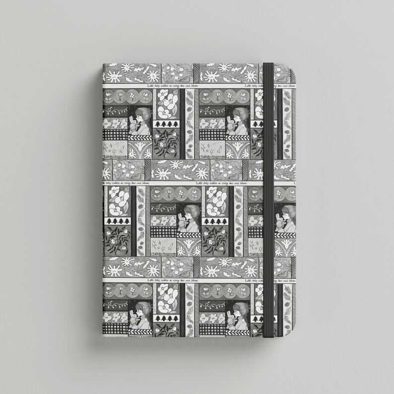 Winter Patchwork Seamless Pattern Monochrome Storybook Illustration Style for Fabric Wallpaper and Art Prints image 6