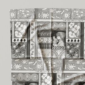 Winter Patchwork Seamless Pattern Monochrome Storybook Illustration Style for Fabric Wallpaper and Art Prints image 4