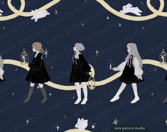 Patrón sin costuras "Cuento de medianoche": Cuento de hadas oscuro, tela, papel tapiz (descarga digital)