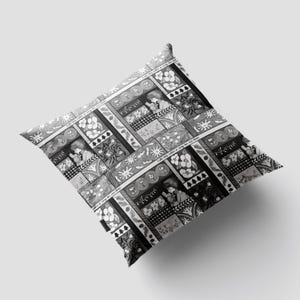 Winter Patchwork Seamless Pattern Monochrome Storybook Illustration Style for Fabric Wallpaper and Art Prints image 5