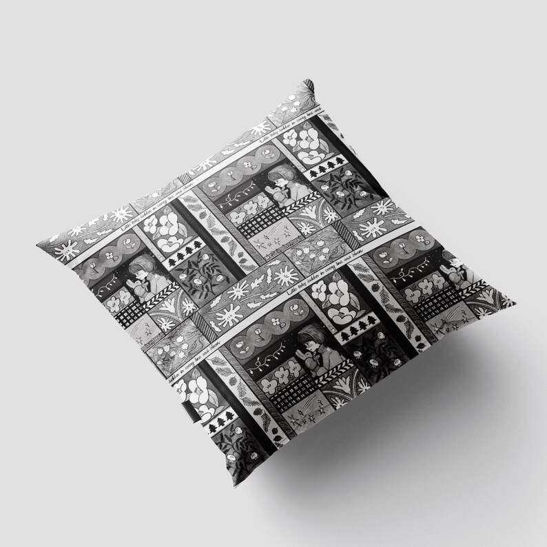 Winter Patchwork Seamless Pattern Monochrome Storybook Illustration Style for Fabric Wallpaper and Art Prints image 5