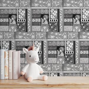 Winter Patchwork Seamless Pattern Monochrome Storybook Illustration Style for Fabric Wallpaper and Art Prints image 9