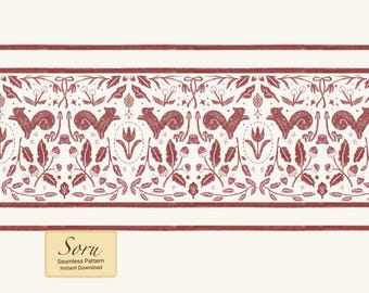 Patrón sin costuras de ardilla otoñal con borde digital imprimible para papel tapiz, embalaje y papelería.