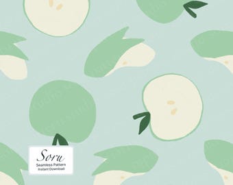 Sommer Apfel Musterdesign Mint Print für Stoff Tapeten Briefpapier