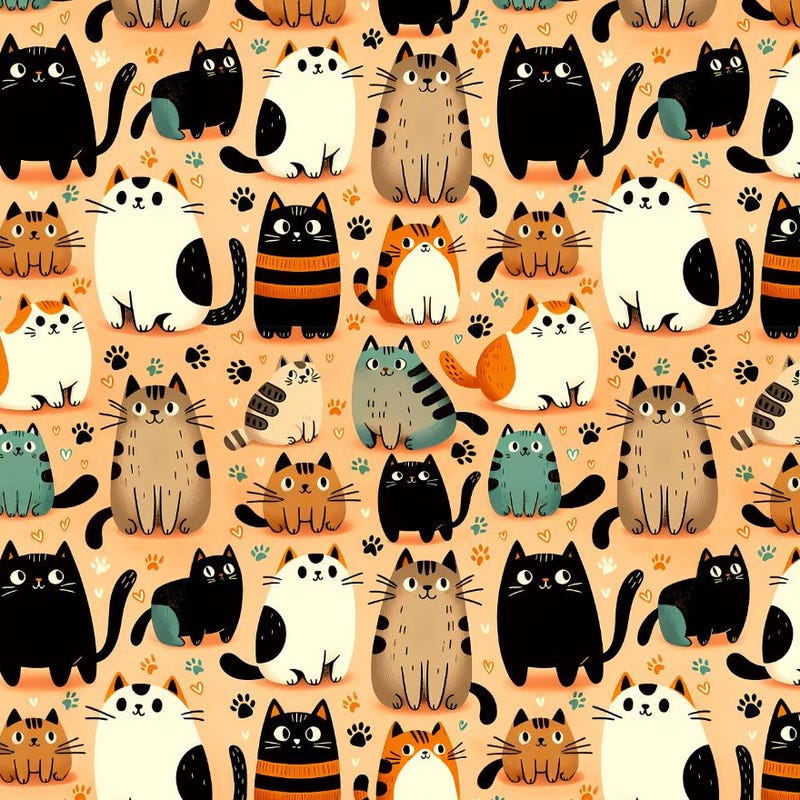 Cat Print Fabric - Etsy