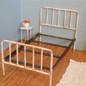Doll Bed Metal Retro Style Miniature Playscale, Barbie, Blythe Bed image 4