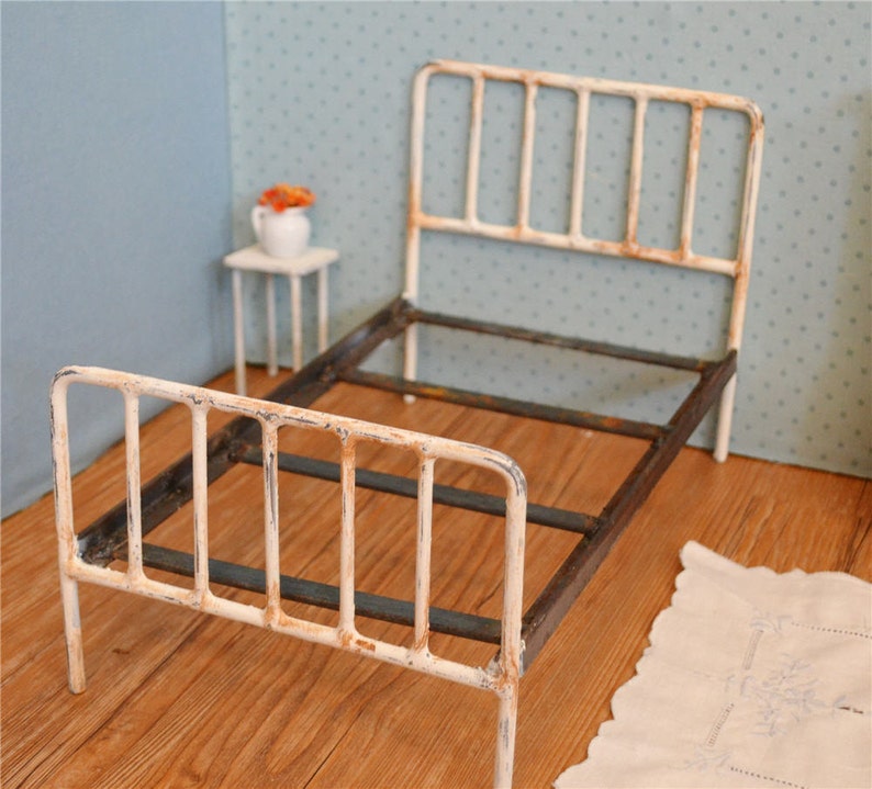 Doll Bed Metal Retro Style Miniature Playscale, Barbie, Blythe Bed image 4