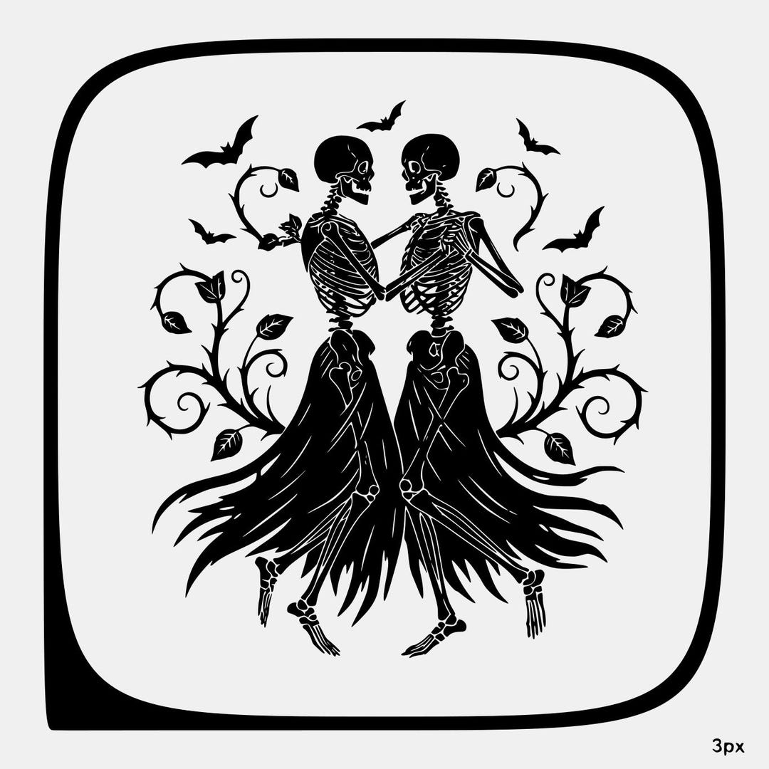Skeleton Couple Dancing SVG, Gothic Romance Art, Halloween Couple ...