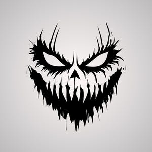 Scary Halloween Face SVG | Creepy Skull Smile PNG | Horror Silhouette Clipart for Cricut & DIY Crafts