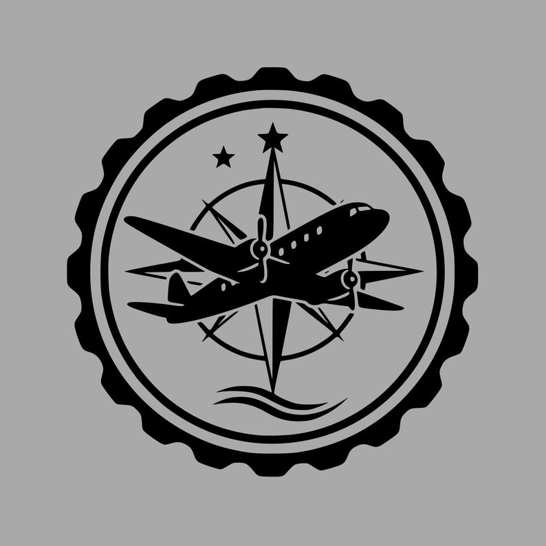 Airplane Compass SVG, Vintage Aviation Travel Decal, Retro Aircraft ...