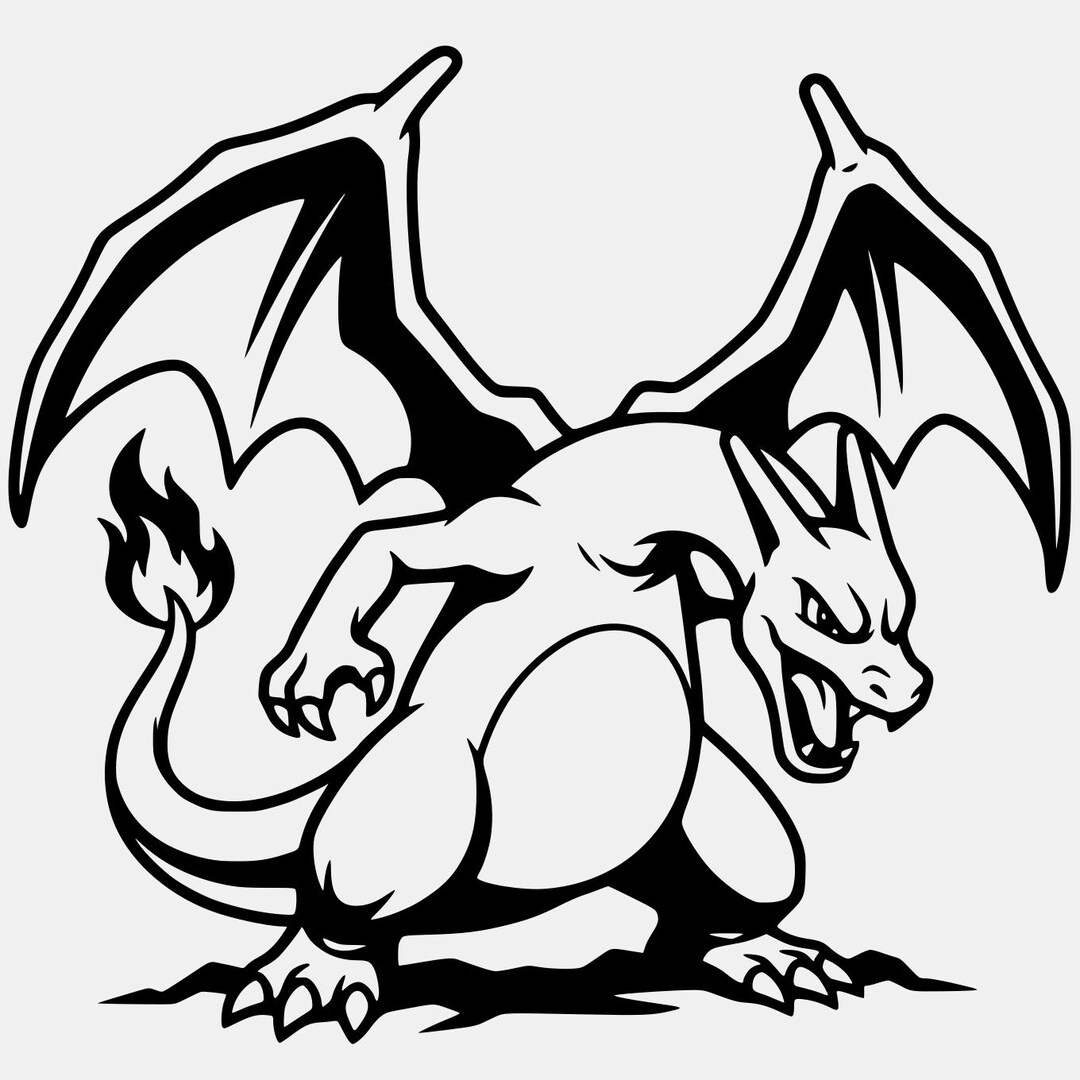 charizard-landing-stance-svg-bold-line-art-cut-file-digital-download