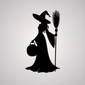 Witch Silhouette SVG | Halloween PNG Cut File | Spooky Clipart for Cricut & Crafts