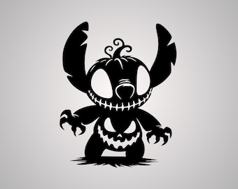 Scary Halloween Stitch SVG: Creepy Pumpkin Monster Clipart (Digital Download)