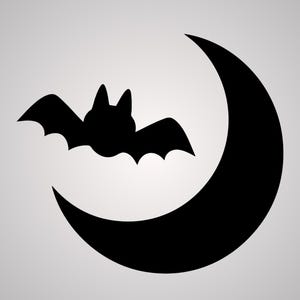 Bat and Moon SVG, Halloween Silhouette PNG, Gothic Clipart for Cricut & Crafts
